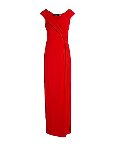LAUREN RALPH LAUREN Long dress JERSEY OFF-THE-SHOULDER GOWN
 Red 95% Polyester, 5% Elastane