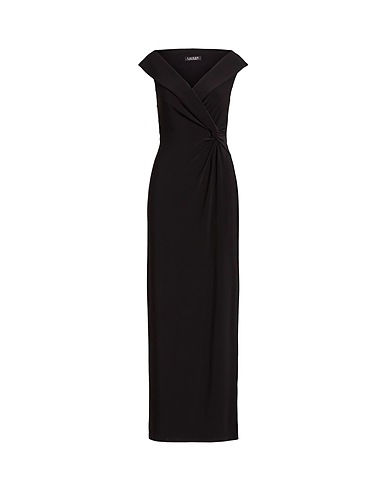 LAUREN RALPH LAUREN Long dress JERSEY OFF-THE-SHOULDER GOWN
 Black 95% Polyester, 5% Elastane
