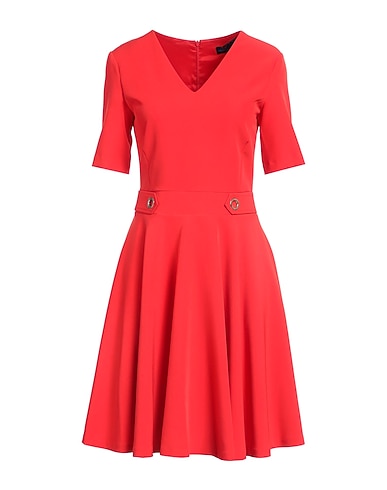 TRUSSARDI JEANS Midi dress Tomato red 90% Polyester, 10% Elastane