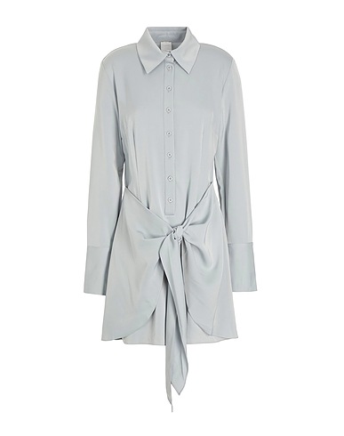 8 by YOOX Office dress RECYCLED POLY MINI WRAP SHIRT DRESS
 Grey 95% Recycled polyester, 5% Elastane
