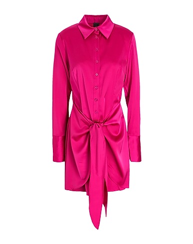 8 by YOOX 미니 원피스 RECYCLED POLY MINI WRAP SHIRT DRESS
 푸크시아 핑크 95% 재생 폴리에스터, 5% 엘라스테인