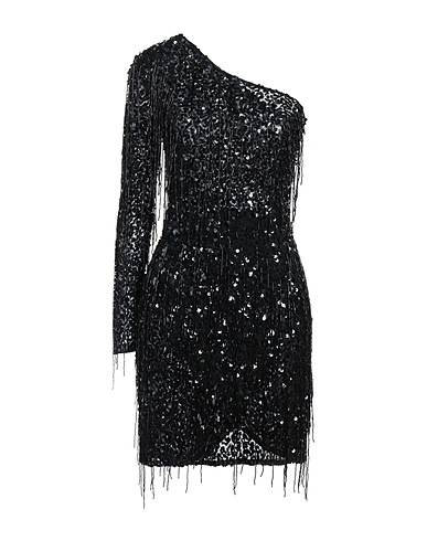 ELISABETTA FRANCHI One-shoulder dress Black 100% Polyamide, Plastic, Glass
