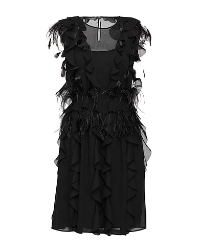 ALBERTA FERRETTI Midi dress Black 100% Polyester, Ostrich feathers