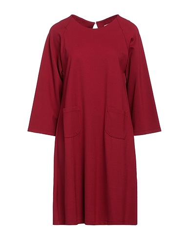 ROSÉ A POIS Short dress Burgundy 65% Viscose, 30% Polyester, 5% Elastane