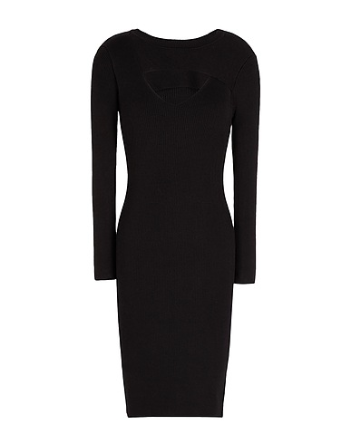8 by YOOX Robe courte KNIT 2-PIECE DRESS
 Noir 80% Viscose, 20% Polyamide recyclé