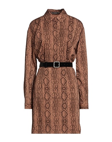 GUESS Shirt dress Brown 95% Polyester, 5% Elastane