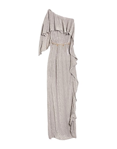 ELISABETTA FRANCHI Long dress RED CARPET Light grey 82% Viscose, 18% Silk