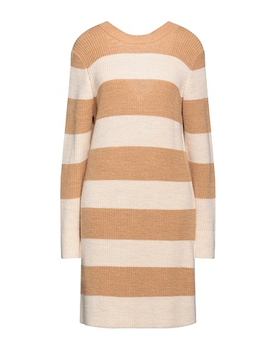 TENSIONE IN Short dress Beige 75% Acrylic, 10% Viscose, 10% Wool, 5% Alpaca wool