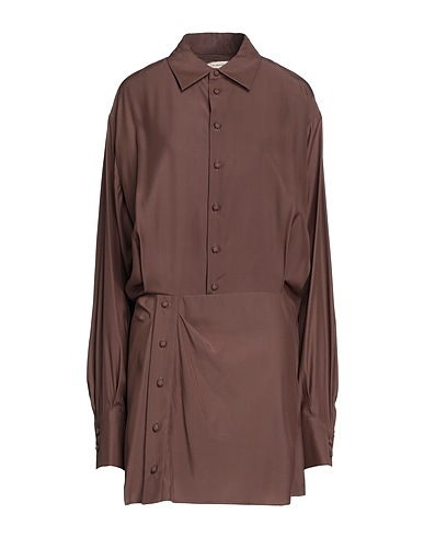 THE MANNEI Shirt dress Dark brown 100% Silk