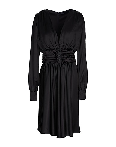 8 by YOOX Vestito corto VISCOSE RUCHED WAIST MIDI DRESS Nero 100% Viscosa