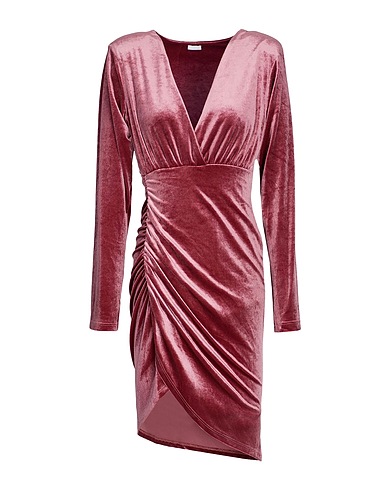 8 by YOOX 미니 원피스 VELVET WRAP MINI DRESS 파스텔 핑크 94% 폴리에스테르, 6% 엘라스테인