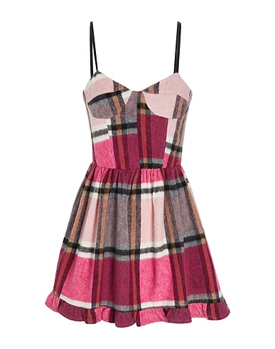 8 by YOOX Kurzes Kleid TARTAN CORSET MINI DRESS Rosa 50% Acryl, 25% Polyester, 20% Wolle, 5% Andere Fasern