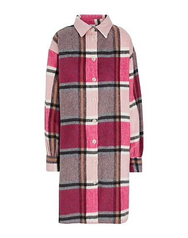 8 by YOOX Midi dress TARTAN CHEMISIER MIDI DRESS Pink 50% Acrylic, 25% Polyester, 20% Wool, 5% Other Fibres