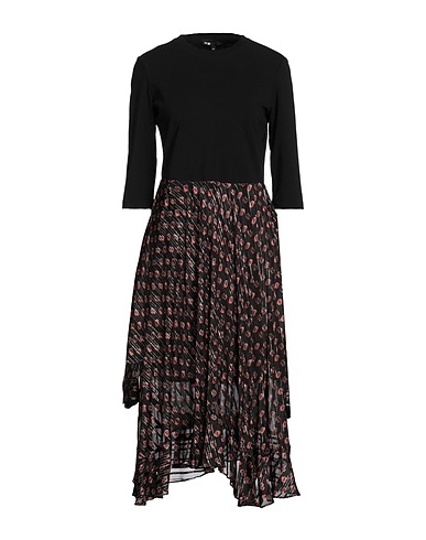MAJE Midi dress Black 54% Silk, 44% Viscose, 2% Metallic Polyester