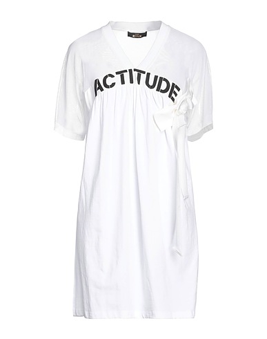 ACTITUDE by TWINSET Short dress White 100% Cotton, Polyester, Elastane, Viscose