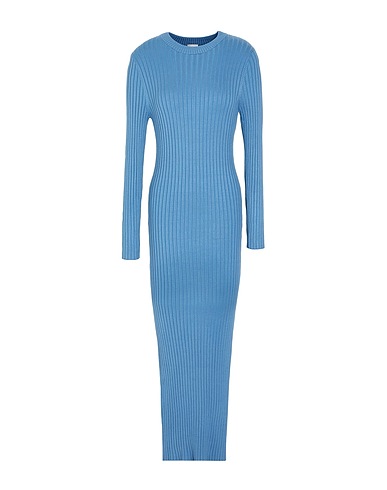 8 by YOOX Long dress RIB-KNIT L/SLEEVE MIDI DRESS
 Pastel blue 69% Viscose, 31% Recycled polyamide