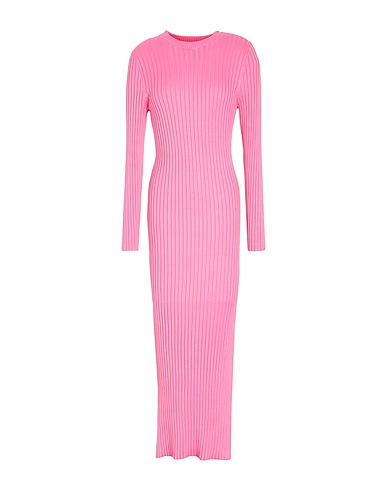 8 by YOOX Vestito da ufficio RIB-KNIT L/SLEEVE MIDI DRESS
 Rosa 69% Viscosa, 31% Poliammide riciclato