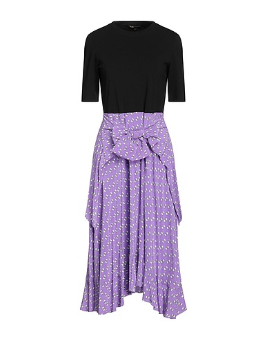 MAJE Midi dress Black 100% Viscose, Cotton, Elastane