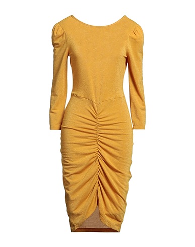 MOMONÍ Vestito corto Giallo ocra 60% Poliestere, 22% Viscosa, 13% Poliammide, 5% Elastan