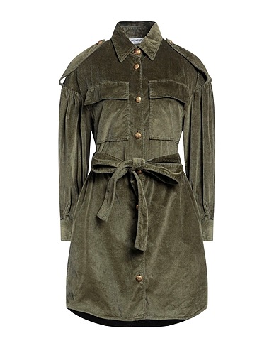 DONDUP Shirt dress Military green 52% Cotton, 24% Modal, 22% Polyester, 2% Elastane