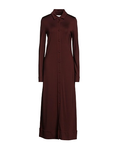 JIL SANDER Long dress Chocolate brown 93% Viscose, 7% Elastane