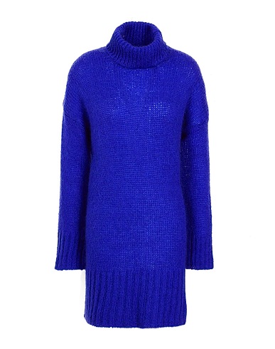 8 by YOOX Vestito corto KNIT ROLL-NECK MINI DRESS
 Blu china 40% Acrilico, 30% Poliammide, 30% Lana mohair