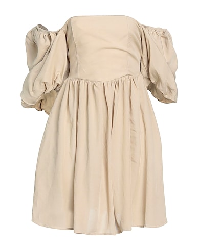 HAVEONE Short dress Beige 67% Viscose, 33% Linen