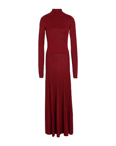 8 by YOOX Long dress VISCOSE KNIT PLEATED LONG DRESS
 Burgundy 100% Viscose