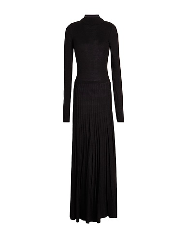 8 by YOOX Langes Kleid VISCOSE KNIT PLEATED LONG DRESS
 Schwarz 100% Viskose