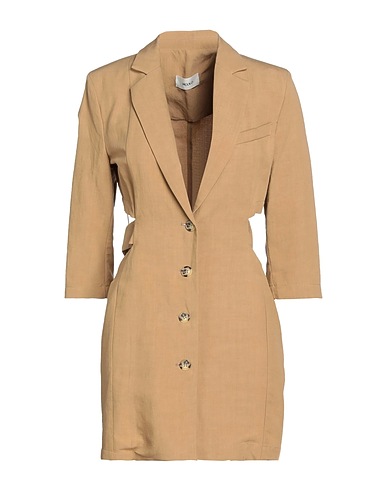 VICOLO Shirt dress Camel 65% Viscose, 35% Linen