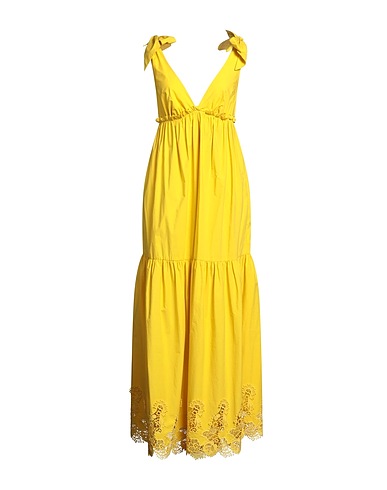 P.A.R.O.S.H. Long dress Yellow 100% Cotton, Polyester