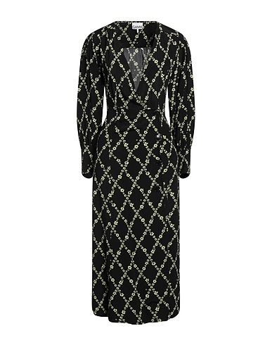 GANNI Midi dress Black 50% EcoVero™ viscose, 50% Viscose