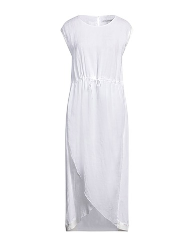 EUROPEAN CULTURE Midi-Kleid Weiß 86% Rayon, 13% Baumwolle, 1% Lycra®