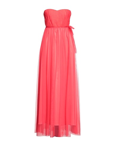 SISTE'S Long dress Coral 60% Polyester, 37% Cotton, 3% Elastane