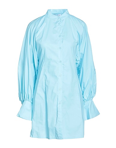 WEILI ZHENG Shirt dress Sky blue 100% Cotton