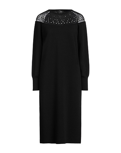 CLIPS Midi dress TRICOT Black 50% Wool, 50% Acrylic, Polyamide