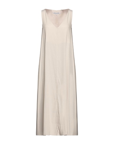 EUROPEAN CULTURE Midi dress Light grey 64% Cupro, 32% Rayon, 4% Rubber