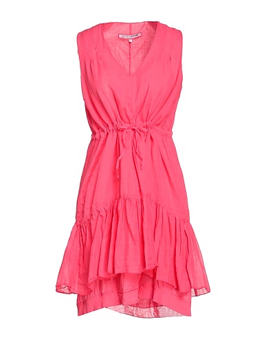 EUROPEAN CULTURE Short dress Fuchsia 58% Ramie, 41% Cotton, 1% Elastane