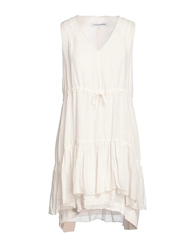 EUROPEAN CULTURE Short dress Ivory 58% Ramie, 41% Cotton, 1% Elastane