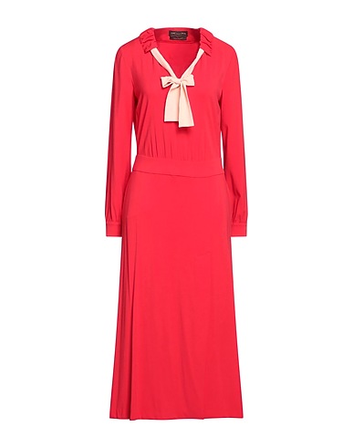 TRUSSARDI Midi dress Red 50% Viscose, 46% Polyester, 4% Elastane