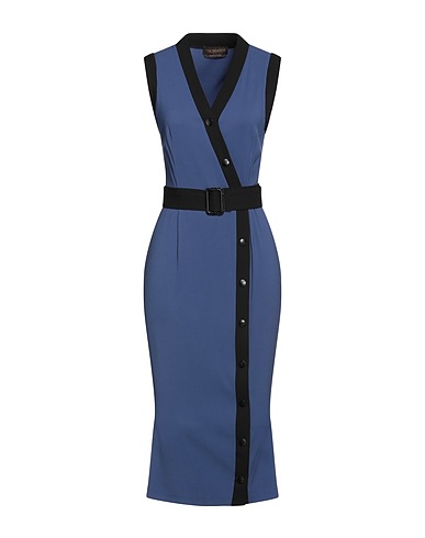 TRUSSARDI Midi dress Blue 50% Viscose, 46% Polyester, 4% Elastane