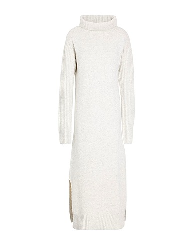 8 by YOOX ひざ丈ワンピース KNIT ROLL-NECK MAXI DRESS ライトグレー ウール 40% / リサイクルウール 40% / 再生ポリアミド 20%