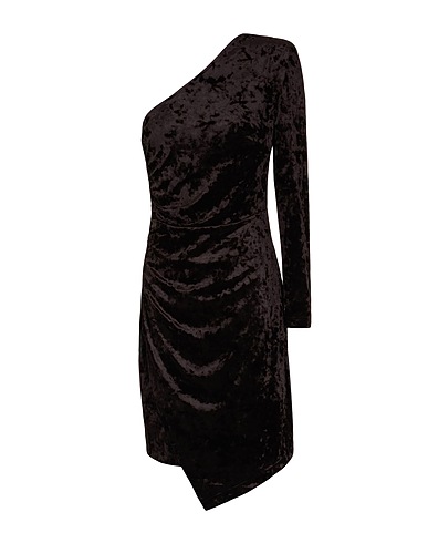 8 by YOOX One-shoulder dress VELVET ONE-SHOULDER MINI DRESS
 Black 92% Polyester, 8% Elastane