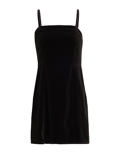 8 by YOOX Short dress VELVET MINI DRESS
 Black 72% Cotton, 28% Viscose