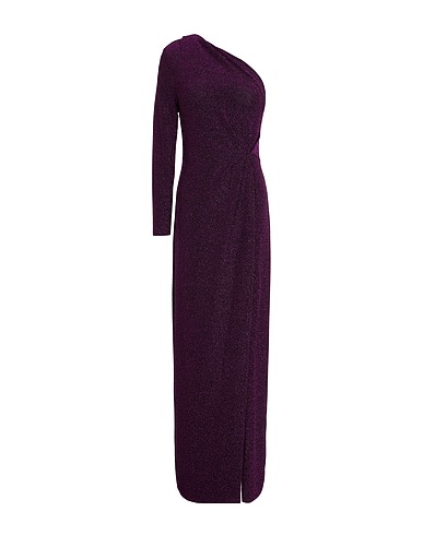8 by YOOX Langes Kleid METALLIC ONE-SHOULDER MAXI DRESS Violett 61% Polyamid, 33% Metallfaser, 6% Elastan