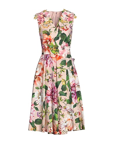 DOLCE&GABBANA Midi dress Blush 100% Cotton, Glass, Polyester, Silk