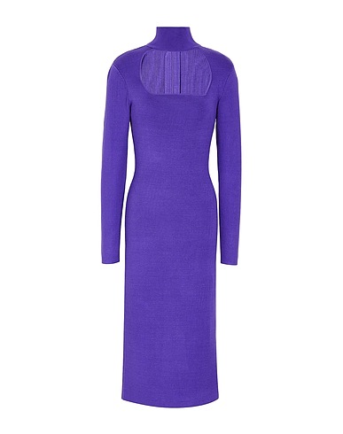 8 by YOOX Midi dress KNIT MIDI CUT OUT DRESS Dark purple 69% Viscose, 31% Recycled polyamide