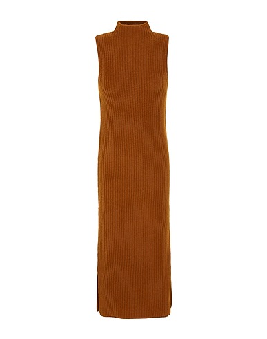 8 by YOOX Robe mi-longue KNIT ROLL-NECK SLEEVELESS DRESS Marron 80% Laine, 20% Polyamide recyclé