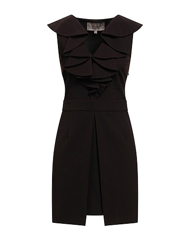 SIMONA CORSELLINI Short dress Dark brown 52% Polyester, 43% Virgin Wool, 5% Lycra®