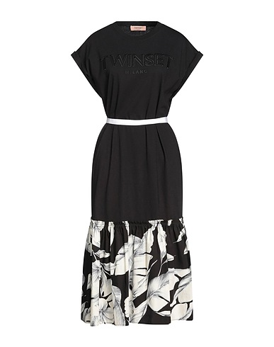 TWINSET Vestito estivo Nero 100% Cotone, Poliestere